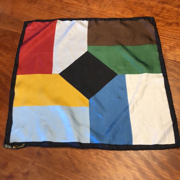 Vintage Accessories - Vintage All Silk Color block Scarf by Dumont